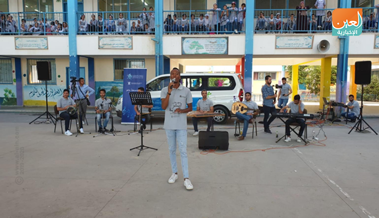 جانب من فعاليات المهرجان في إحدى مدارس غزة