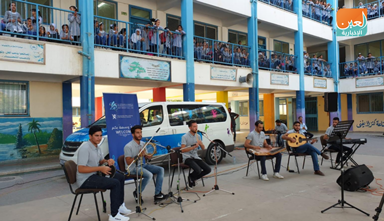 جانب من فعاليات المهرجان في إحدى مدارس غزة