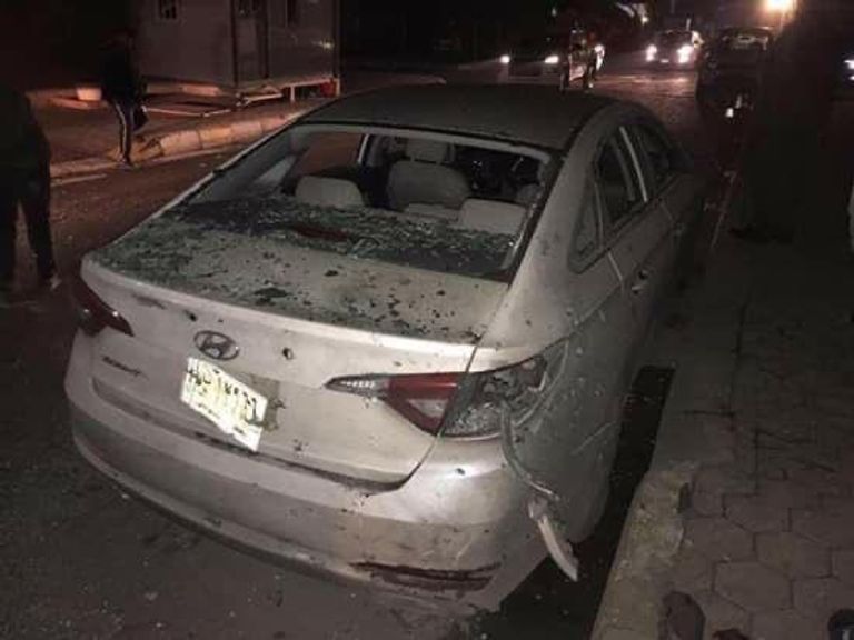 جانب من آثار الاستهداف الصاروخي في بغداد