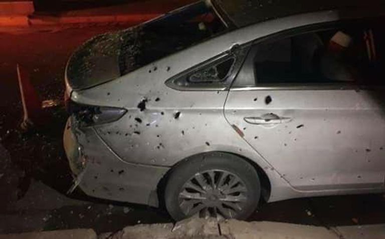 جانب من آثار الاستهداف الصاروخي في بغداد