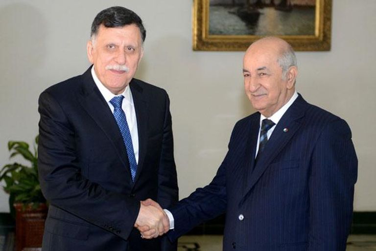 لقاء الرئيس الجزائري عبد المجيد تبون مع فايز السراج