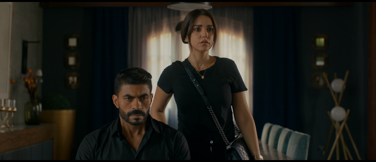 درة وخالد سليم في لقطة من مسلسل "بلا دليل"