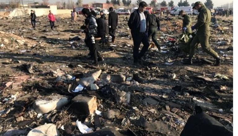 موقع تحطم الطائرة الأوكرانية في طهران