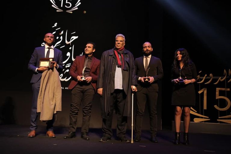 إبراهيم عبدالمجيد مع شباب الأدباء الفائزين  الفنان محمود حميدة شارك في الحفل