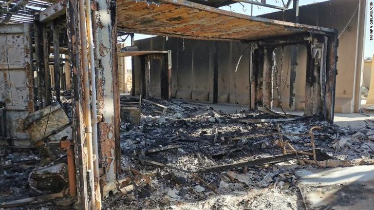 جانب من الدمار الذي لحق بقاعدة عين الأسد