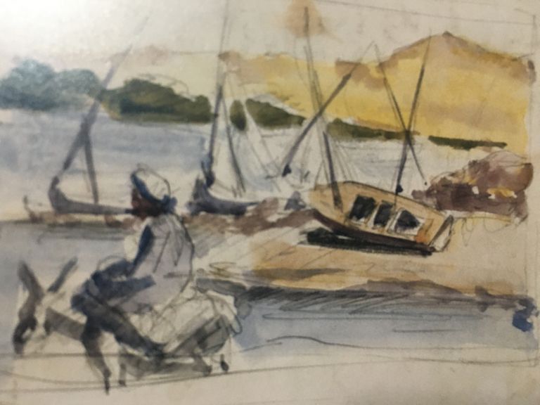 لوحة للفنان الرائد حسن محمد حسن تظهر انفعاله بقضايا ثورة يوليو في مصر