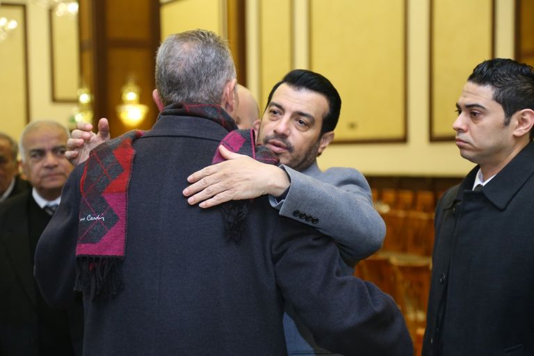 حسين الجسمي في عزاء والد إيهاب توفيق