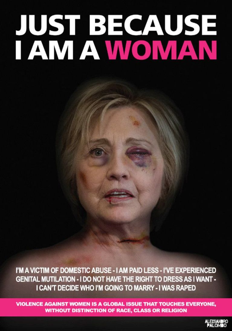 هيلاري كلينتون صورة مركبة للمستشارة الألمانية أنجيلا ميركل للتنديد بالعنف