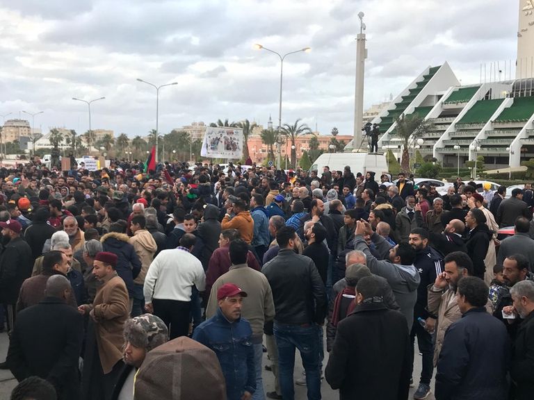 جانب من احتجاجات الليبيين دعما للجيش الوطني