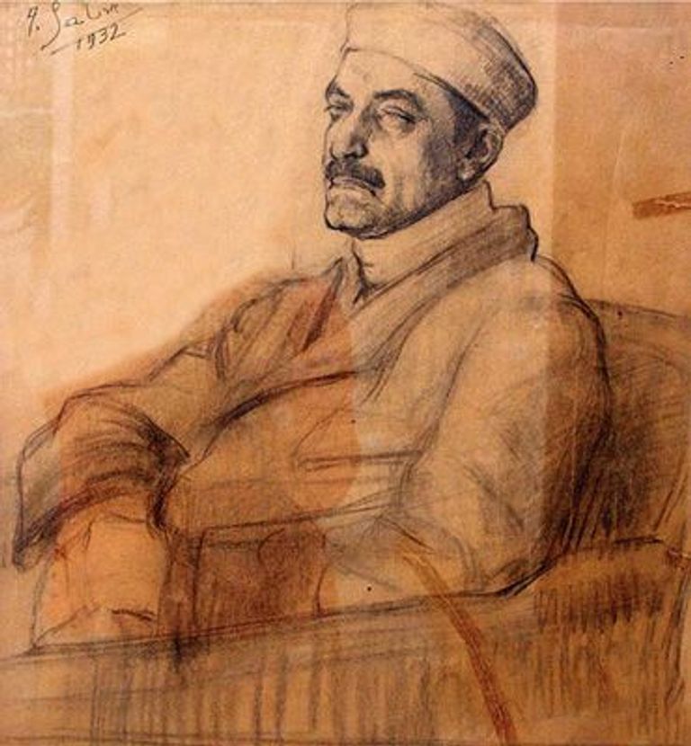 العقاد بريشة الفنان أحمد صبري غلاف كتاب "مقالات عباس محمود العقاد النادرة عن الفنون الجميلة"