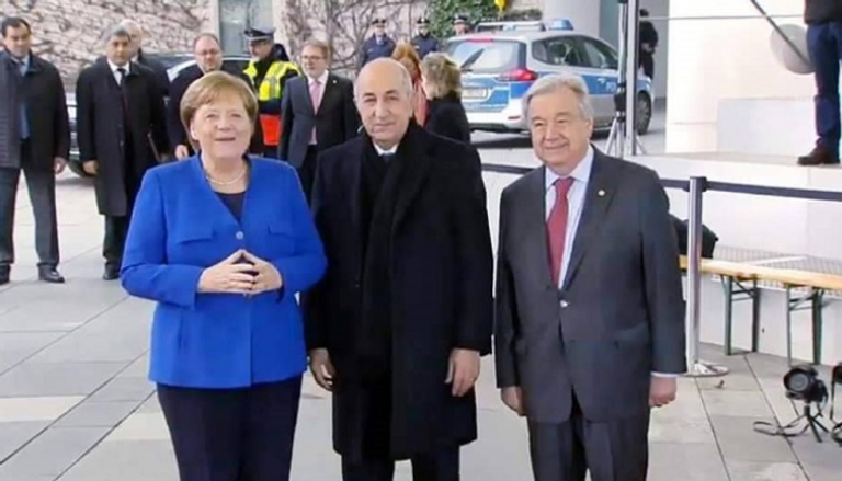 استقبال المستشارة الألمانية للرئيس الجزائري في مؤتمر برلين
