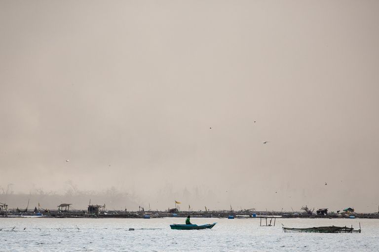 رماد البركان غطى المنازل والنباتات والحقول