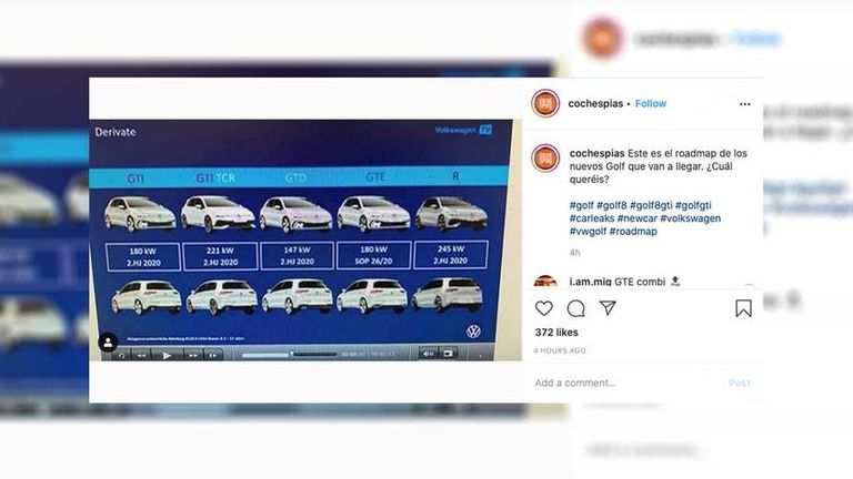 الصورة المسربة لإمكانات فئات طراز جولف 2020