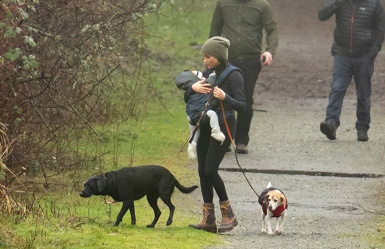ميجان ماركل في نزهة مع نجلها وكلبيها