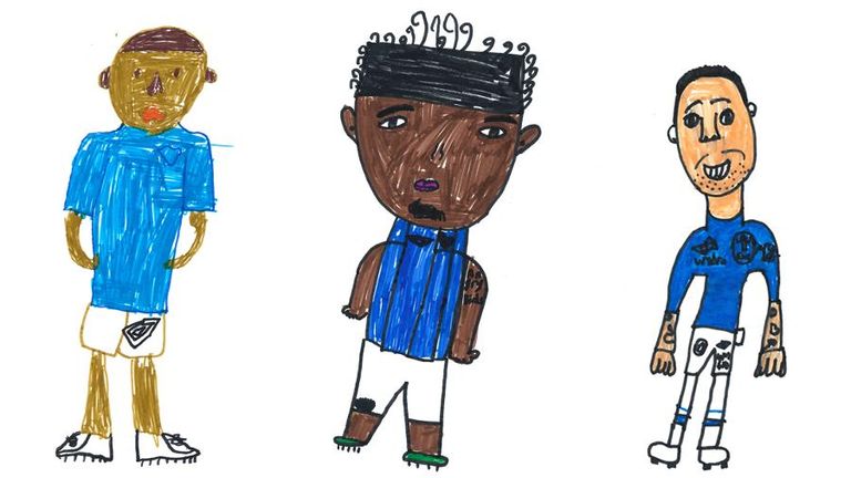 الرسوم الكاريكاترية للاعبي نادي إيفرتون الإنجليزي تشكيلة إيفرتون