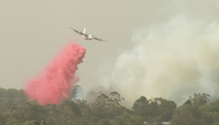 طائرة إطفاء تحاول إخماد حرائق الغابات في أستراليا