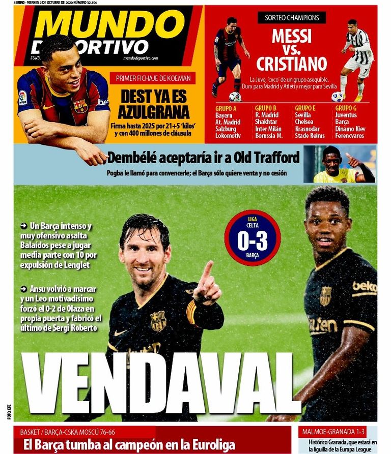 صحيفة موندو ديبورتيفو الكتالونية أغلفة الصحف