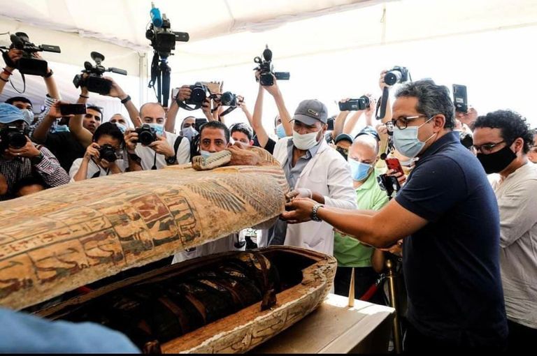 جانب من التوابيت الأثرية المكتشفة في مصر