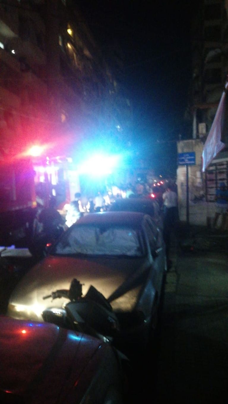 جانب من الحريق الناتج عن الانفجار