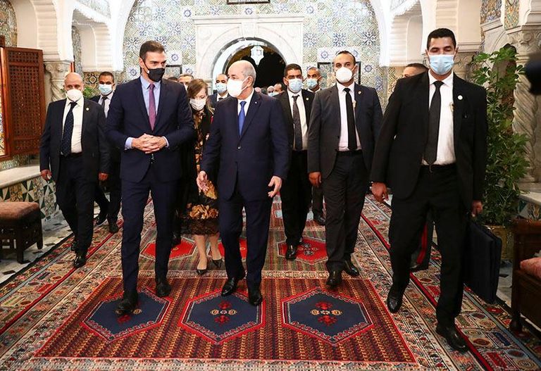 جانب من لقاء الرئيس الجزائري ورئيس الوزراء الإسباني جانب من لقاء الرئيس الجزائري ورئيس الوزراء الإسباني