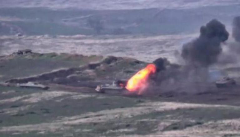 جانب من الاشتباكات بين القوات الأرمينية والأذرية 