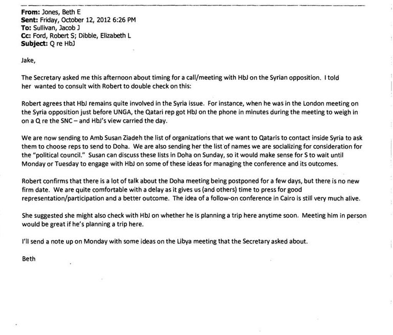 كلينتون كانت ترتبط بعلاقة وثيقة مع حمد بن جاسم