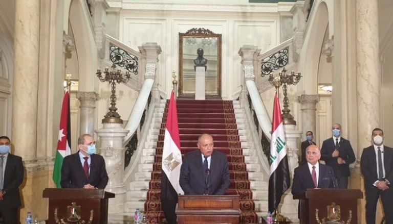 مؤتمر صحفي لوزراء خارجية مصر والأردن والعراق بالقاهرة