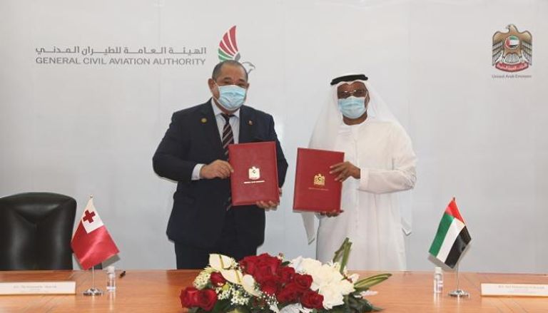 جانب من توقيع الاتفاقية بين الإمارات ومملكة تونغا