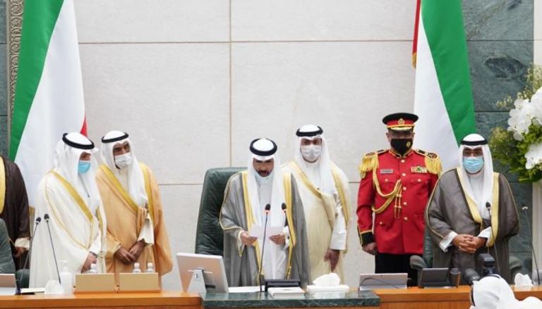 أمير الكويت خلال إلقاء كلمته في مجلس الأمة