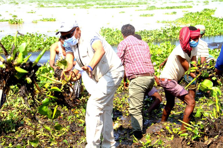 سلشي بقلي وزير المياه الطاقة والري الإثيوبي أثناء الحملة