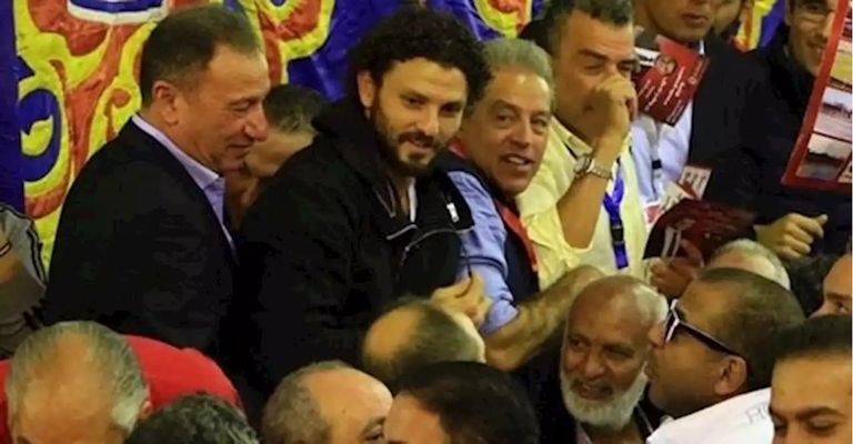 حسام غالي مع محمود الخطيب رئيس النادي الأهلي حسام غالي قائد الأهلي المصري السابق