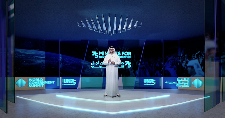 محمد القرقاوي متحدثاً في افتتاح الحوار العالمي 