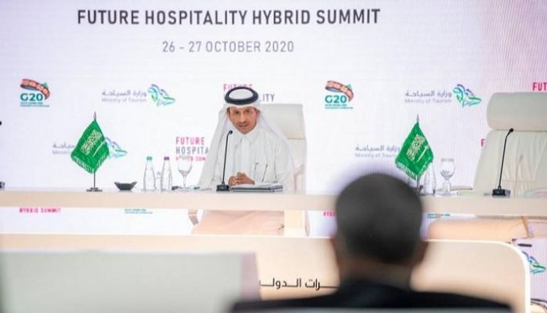 وزير السياحة السعودي، أحمد الخطيب، خلال انطلاق مؤتمر "مستقبل الضيافة"