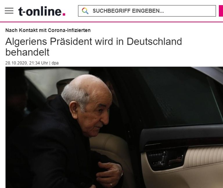 خبر الموقع الألماني عن الوضع الصحي للرئيس الجزائري الرئيس الجزائري عبدالمجيد تبون - أرشيفية