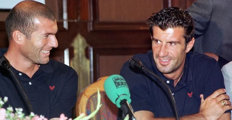 لويس فيجو وزين الدين زيدان بنزيمة وفينسيوس لاعبا ريال مدريد