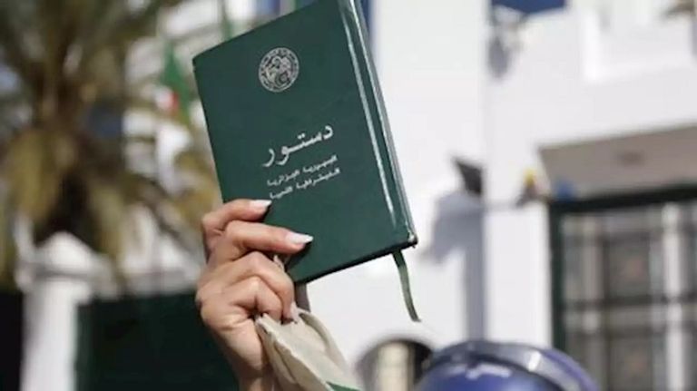 جزائرية ترفع الدستور في مظاهرات الحراك الشعبي - أرشيفية