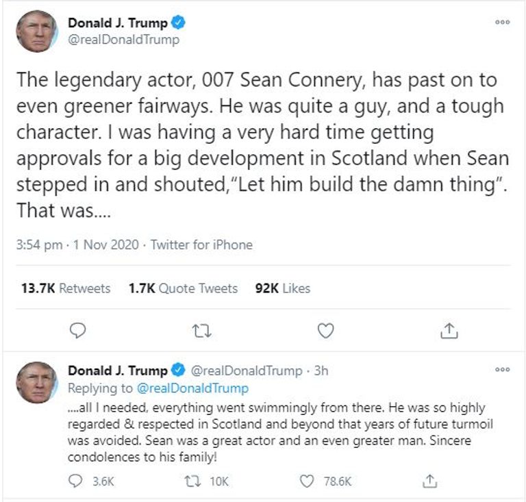 ترامب خلال لقاء سابق مع كونري