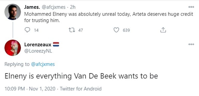 محمد النني لاعب وسط أرسنال