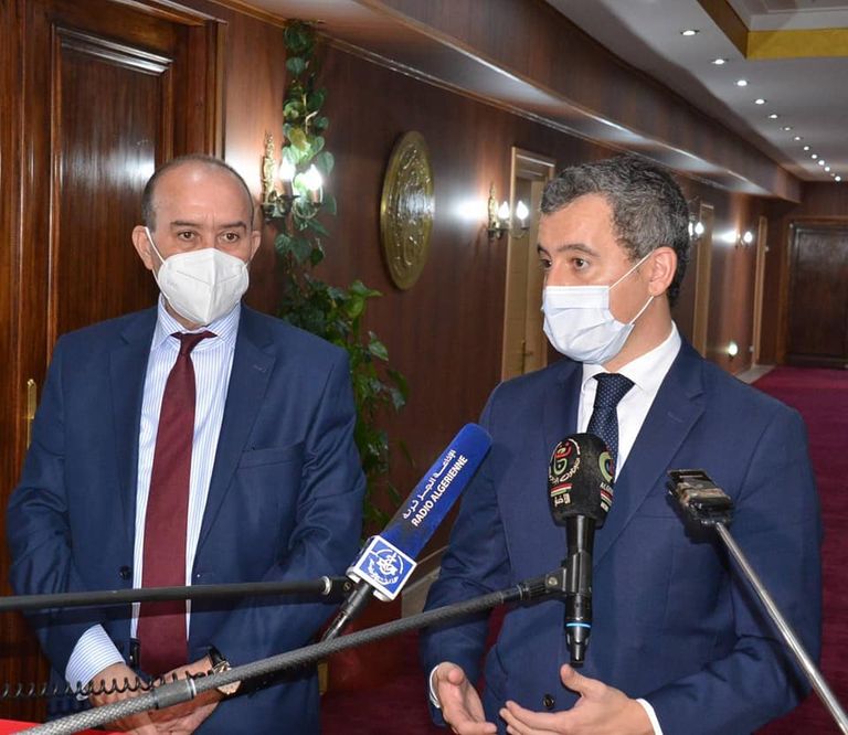 جانب من تصريح وزير الداخلية الفرنسي للإعلام الحكومي الجزائري جانب من لقاء وزيرا داخلية الجزائر وفرنسا