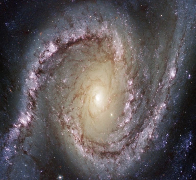 انطباع فني عن مجرة محاطة بتشوهات الجاذبية بسبب المادة المظلمة