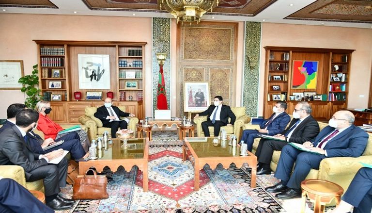 جانب من مباحثات وزير الخارجية المغربي مع نظيره الفرنسي