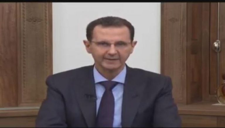 الرئيس السوري بشار الأسد خلال إلقاء كلمته