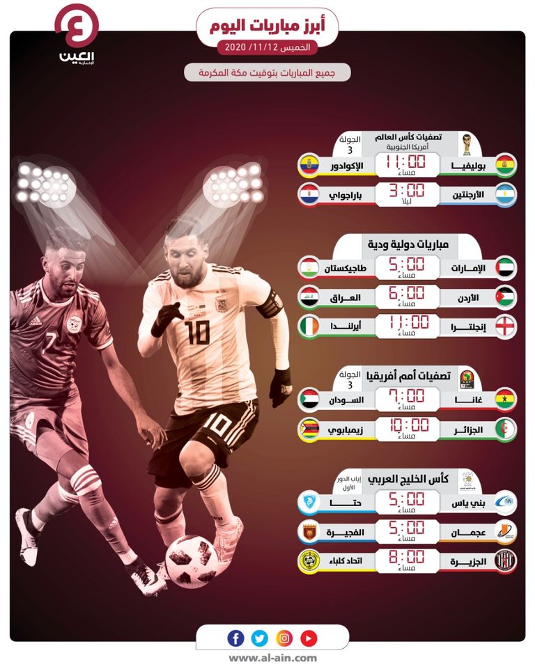 مباريات اليوم الخميس منتخب الأرجنتين