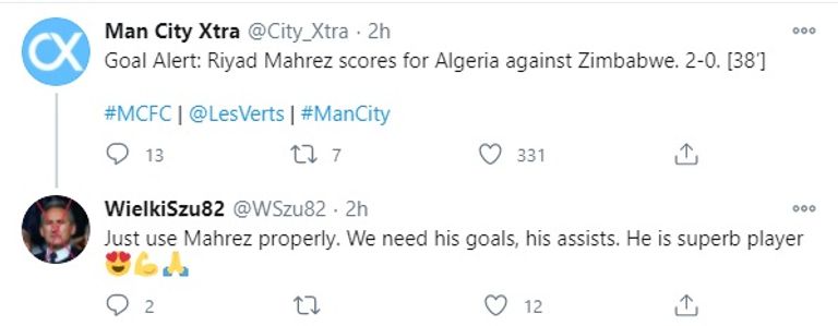 تغريدات إشادة من مشجعي مانشتسر سيتي مع الهدف الرائع الذي سجله رياض محرز مع منتخب الجزائر في مرمى زيمبابوي رياض محرز نجم منتخب الجزائر