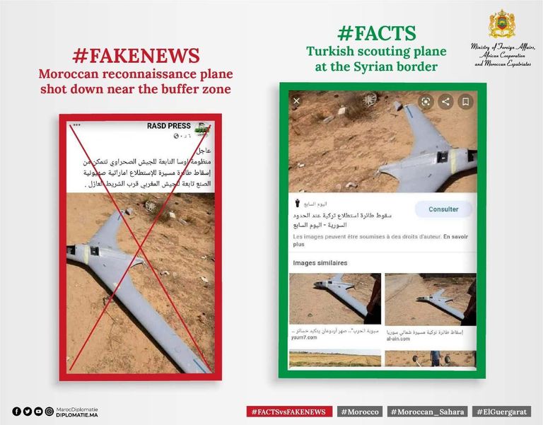 منشور لوزارة الخارجية المغربية يكذب ادعاء إسقاط طائرة مغربية معبر الكركرات الحدودي من الناحية المغربية