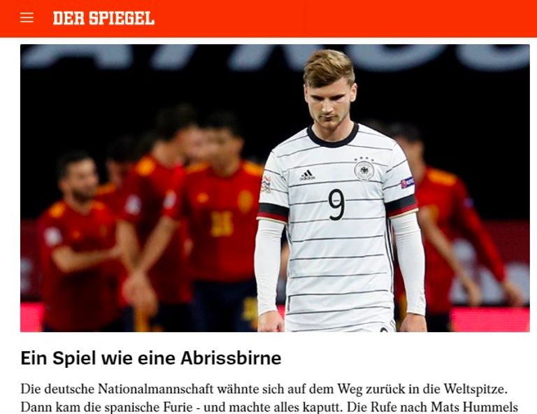 دير شبيجل هزيمة ألمانيا أمام إسبانيا