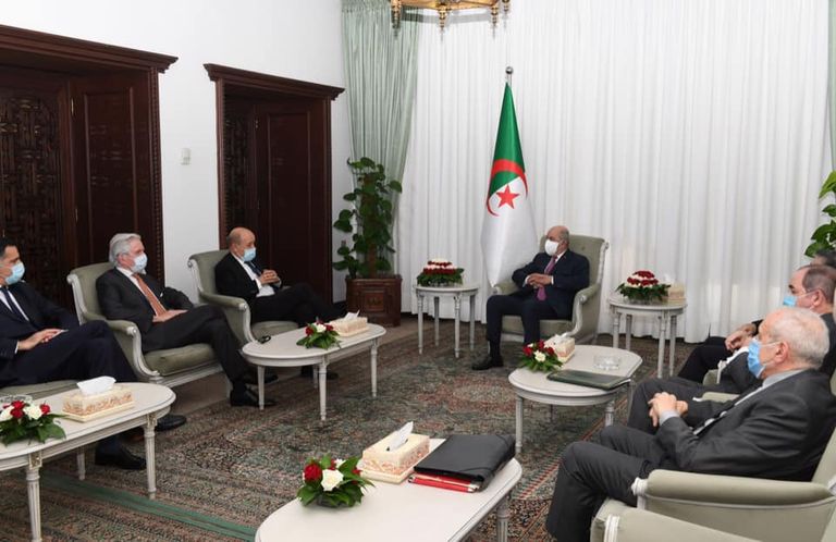 آخر ظهور للرئيس الجزائري خلال استقباله وزير الخارجية الفرنسي الرئيس الجزائري عبد المجبد تبون - أرشيفية