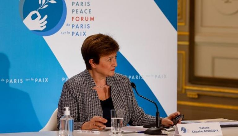المديرة العامة لصندوق النقد الدولي في منتدى باريس للسلام- رويترز