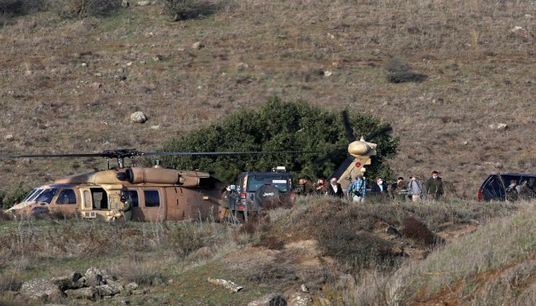 مايك بومبيو خلال زيارته لهضبة الجولان المحتلة - أ.ف.ب