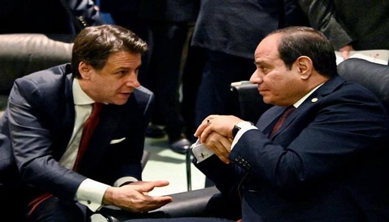 الرئيس المصري عبدالفتاح السيسي وجوزيبى كونتى رئيس وزراء إيطاليا